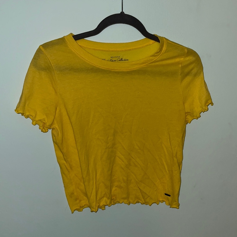 hollister, yellow, crop top